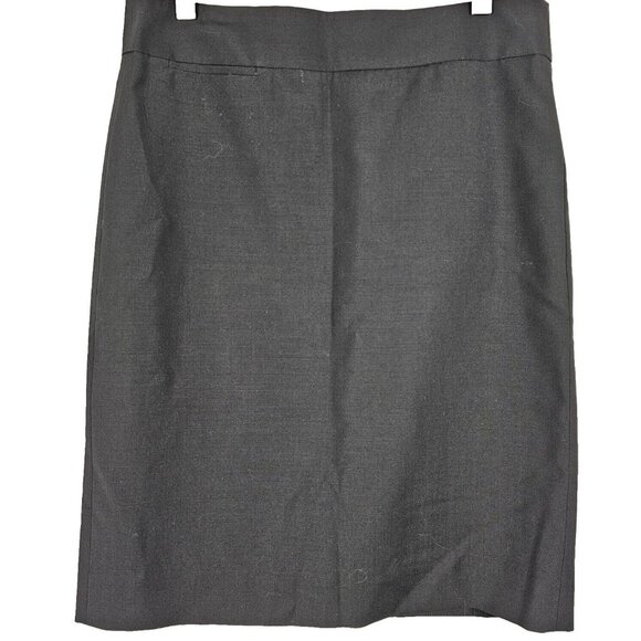 J Crew Factory Store Womens Pencil Skirt Black Size 2 100% Wool Pocket 6.5" Slit - Picture 1 of 15